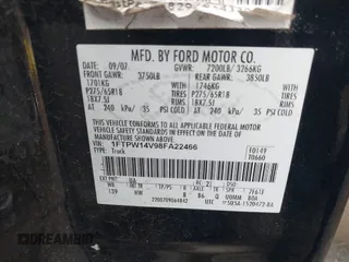 2008 Ford F-150 XLT с VIN 1FTPW14V98FA22466, выставлен на аукционе IAAI как лот 41509428 с пробегом 290 093 миль миль и . История ставок и продаж доступна на DreamBid. Изображение 9.
