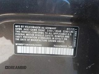 2013 Volkswagen CC Lux with VIN WVWRP7ANXDE522469, listed as a IAAI auction lot 41413025 with 115,117 mi miles. Bid and sale history available at carsss.com. Image 9.