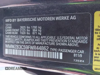 2015 MINI Countryman with VIN WMWZB3C59FWR44862, listed as a IAAI auction lot 41199254 with 94,074 mi miles and . Bid and sale history available at DreamBid. Image 9.