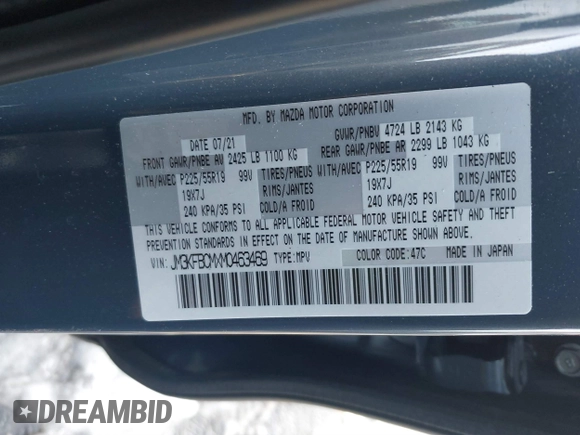 2021 Mazda CX-5 Touring z VIN JM3KFBCMXM0463469, wystawiony jako IAAI lot #41488993 z przebiegiem 28 582 mil mil oraz . Historia ofert i sprzedaży dostępna na DreamBid. Obrazek 9.