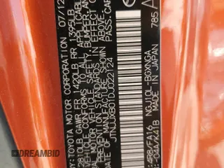 2013 Scion iQ z VIN JTNJJXB01DJ022124, wystawiony jako Copart lot #47960265 z przebiegiem 95 551 mil mil oraz Szkoda całkowita • Salvage title. Historia ofert i sprzedaży dostępna na DreamBid. Obrazek 13.