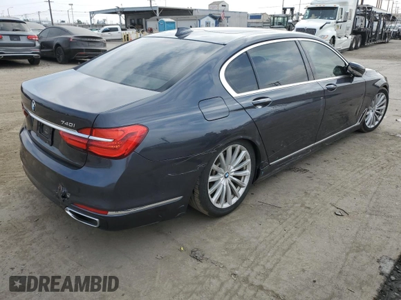 2016 BMW 7 Series 740i with VIN WBA7E2C51GG546677, listed as a Copart auction lot 63455445 with 106,553 mi miles and Salvage title. Bid and sale history available at DreamBid. Image 3.