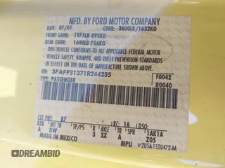 2001 Ford Focus ZX3 с VIN 3FAFP31371R244235, выставлен на аукционе IAAI как лот 42001718 с пробегом 147 016 миль миль и . История ставок и продаж доступна на DreamBid. Изображение 9.