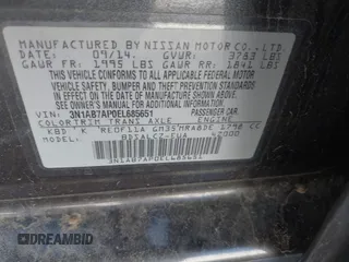 2014 Nissan Sentra S with VIN 3N1AB7AP0EL685651, listed as a IAAI auction lot 42179794 with 133,260 mi miles and . Bid and sale history available at DreamBid. Image 9.