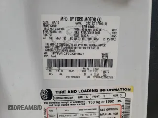 2012 Ford F-150 XL with VIN 1FTFW1CF3CKE18673, listed as a Copart auction lot 44647615 with 179,700 mi miles and Salvage Title. Bid and sale history available at carsss.com. Image 12.