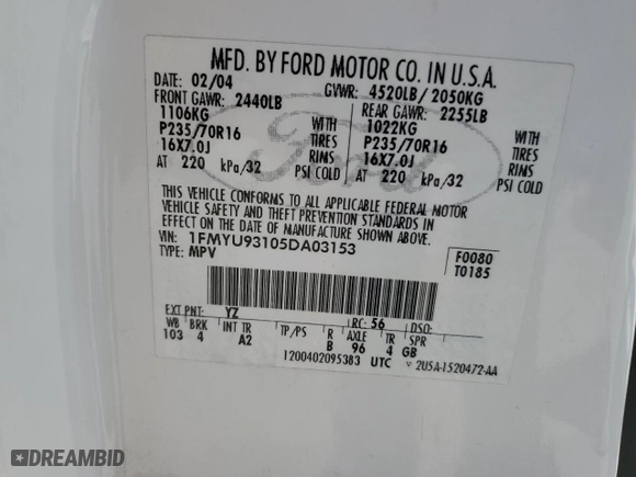 2005 Ford Escape XLT with VIN 1FMYU93105DA03153, listed as a Copart auction lot 53925575 with 282,714 mi miles and Clean Title. Bid and sale history available at carsss.com. Image 13.