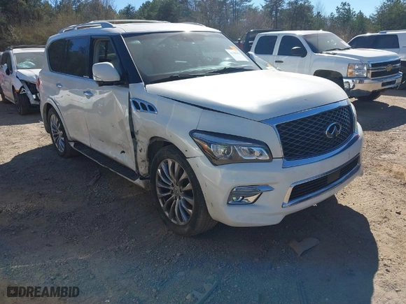 2015 Infiniti QX80 with VIN JN8AZ2NE6F9080021, listed as a IAAI auction lot 41700151 with 158,769 mi miles. Bid and sale history available at carsss.com. Image 1.