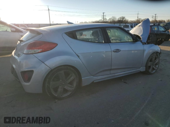 2013 Hyundai Veloster Turbo with VIN KMHTC6AE7DU105341, listed as a Copart auction lot 88179185 with Not provided miles and Salvage title. Bid and sale history available at DreamBid. Image 3.