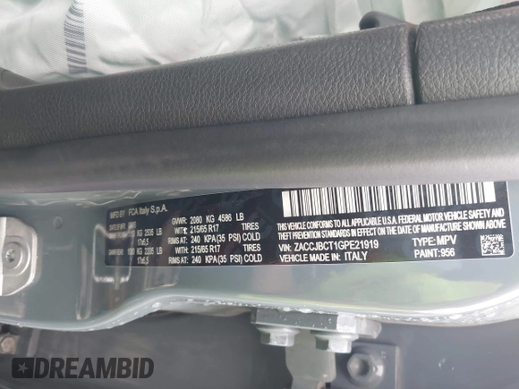 2016 Jeep Renegade Trailhawk with VIN ZACCJBCT1GPE21919, listed as a IAAI auction lot 41928423 with 80,982 mi miles and . Bid and sale history available at carsss.com. Image 9.
