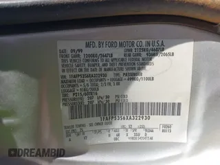 1999 Ford Taurus SE with VIN 1FAFP53S6XA322930, listed as a IAAI auction lot 41422655 with 189,696 mi miles. Bid and sale history available at carsss.com. Image 9.