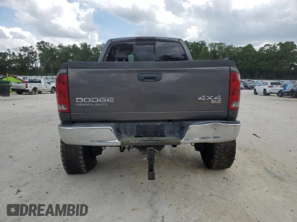 2004 Dodge 2500 SLT z VIN 3D7KU28D44G173723, wystawiony jako Copart lot #52276105 z przebiegiem 130 097 mil mil oraz Czysty tytuł • Clean title. Historia ofert i sprzedaży dostępna na DreamBid. Obrazek 6.
