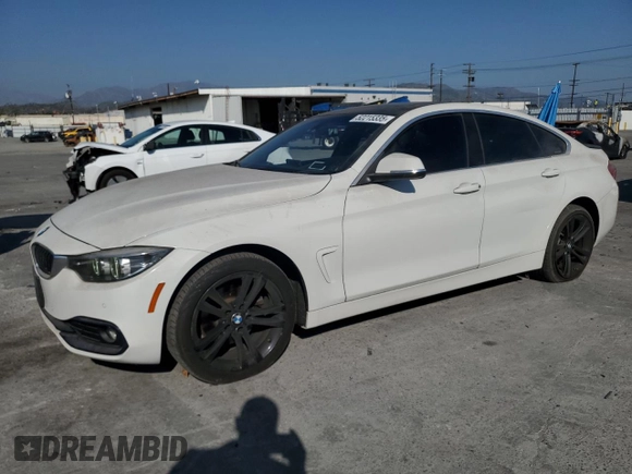 2019 BMW 4 Series 430i xDrive z VIN WBA4J3C56KBL05093, wystawiony jako Copart lot #52215335 z przebiegiem 55 900 mil mil oraz Szkoda całkowita • Salvage title. Historia ofert i sprzedaży dostępna na DreamBid. Obrazek 1.