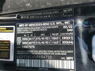 2022 Mercedes-Benz GLS 450 with VIN 4JGFF5KE4NA684739, listed as a Copart auction lot 63518295 with Not provided miles and Salvage title. Bid and sale history available at DreamBid. Image 14.