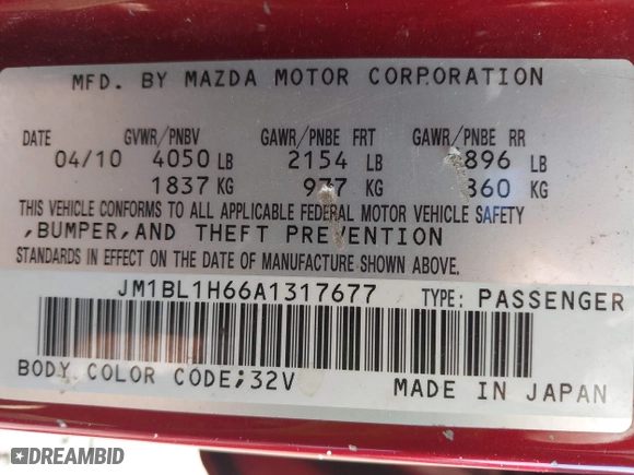 2010 Mazda Mazda3 s Sport with VIN JM1BL1H66A1317677, listed as a IAAI auction lot 42068896 with 263,272 mi miles. Bid and sale history available at carsss.com. Image 9.