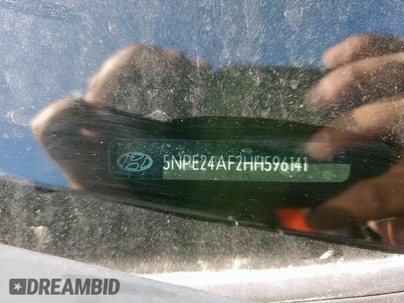 2017 Hyundai Sonata 2.4L with VIN 5NPE24AF2HH596141, listed as a Copart auction lot 54185105 with 113,180 mi miles and Salvage Title. Bid and sale history available at DreamBid. Image 12.