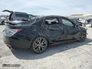 2023 Hyundai Elantra N with VIN KMHLW4AK9PU014867, listed as a Copart auction lot 49674295 with 46,886 mi miles and Salvage Title. Bid and sale history available at carsss.com. Image 3.