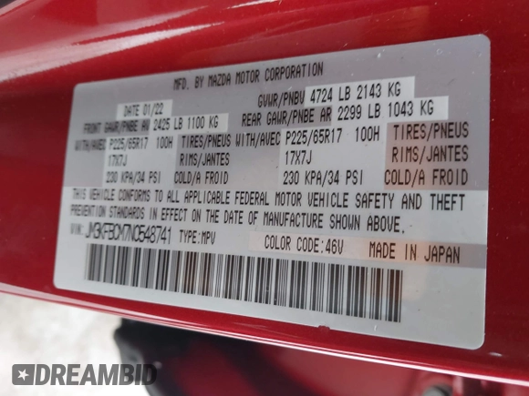 2022 Mazda CX-5 2.5 S Preferred Package with VIN JM3KFBCM7N0548741, listed as a IAAI auction lot 41580441 with 14,431 mi miles. Bid and sale history available at carsss.com. Image 9.
