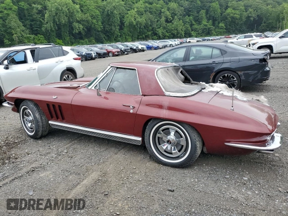 1966 Chevrolet Corvette with VIN 19467S100275, listed as a Copart auction lot 61410885 with 75,916 mi miles and Non repairable. Bid and sale history available at DreamBid. Image 2.