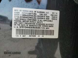 2014 Acura MDX Advance with VIN 5FRYD4H83EB038385, listed as a Copart auction lot 49025375 with 97,357 mi miles and Salvage Title. Bid and sale history available at DreamBid. Image 15.