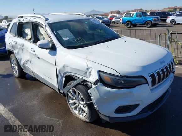 2020 Jeep Cherokee Latitude with VIN 1C4PJLCB8LD619274, listed as a IAAI auction lot 40946962 with 10,830 mi miles. Bid and sale history available at carsss.com. Image 1.