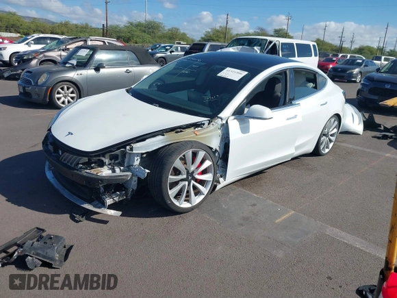 2019 Tesla Model 3 Long Range with VIN 5YJ3E1EBXKF413806, listed as a IAAI auction lot 41321906 with 24,635 mi miles. Bid and sale history available at carsss.com. Image 2.