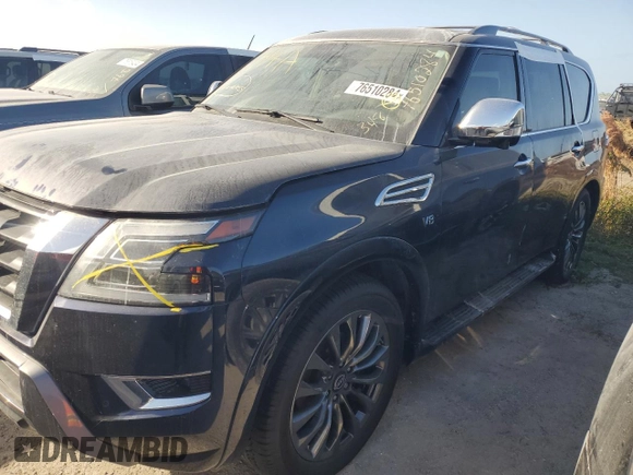 2021 Nissan Armada Platinum with VIN JN8AY2CC3M9147997, listed as a Copart auction lot 76510284 with 61,104 mi miles and Non Repairable. Bid and sale history available at carsss.com. Image 1.