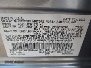 2014 Mitsubishi Outlander Sport ES with VIN 4A4AP3AU3EE015825, listed as a IAAI auction lot 42059251 with 153,102 mi miles. Bid and sale history available at carsss.com. Image 9.