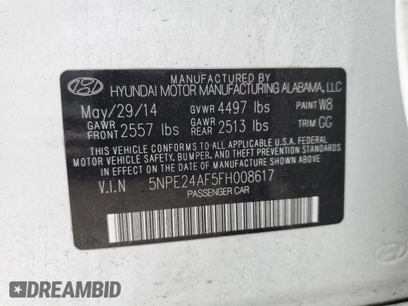 2015 Hyundai Sonata SE z VIN 5NPE24AF5FH008617, wystawiony jako Copart lot #55335045 z przebiegiem 139 671 mil mil oraz Czysty tytuł • Clean title. Historia ofert i sprzedaży dostępna na DreamBid. Obrazek 12.
