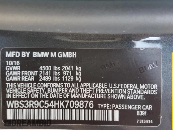 2017 BMW M4 with VIN WBS3R9C54HK709876, listed as a Copart auction lot 42799814 with 144,203 mi miles. Bid and sale history available at carsss.com. Image 12.