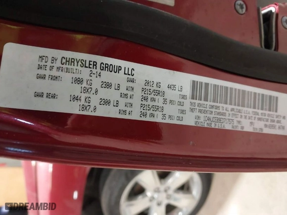 2014 Jeep Compass Latitude with VIN 1C4NJCEB9ED717575, listed as a IAAI auction lot 41532566 with 128,821 mi miles. Bid and sale history available at carsss.com. Image 9.