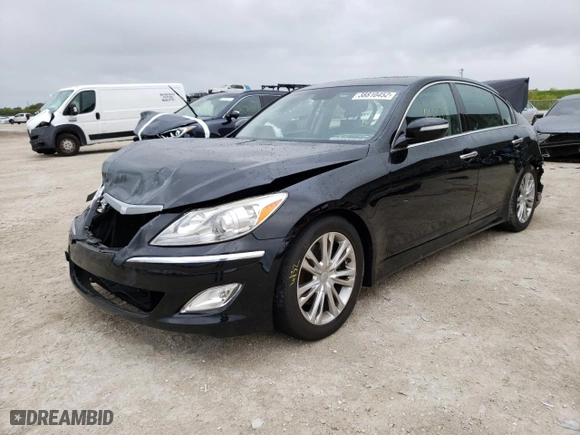 2013 Hyundai Genesis 3.8L with VIN KMHGC4DD2DU221085, listed as a Copart auction lot 38810452 with 96,878 mi miles and Salvage Title. Bid and sale history available at carsss.com. Image 2.