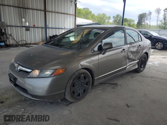 2008 Honda Civic LX with VIN 2HGFA16558H336073, listed as a Copart auction lot 52354495 with 124,035 mi miles and Salvage Title. Bid and sale history available at DreamBid. Image 1.