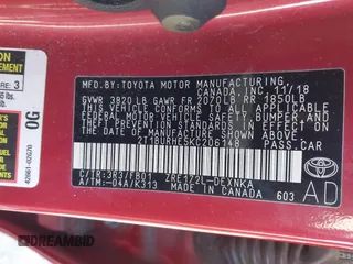 2019 Toyota Corolla L z VIN 2T1BURHE5KC206148, wystawiony jako IAAI lot #41726789 z przebiegiem 83 679 mil mil oraz . Historia ofert i sprzedaży dostępna na DreamBid. Obrazek 9.