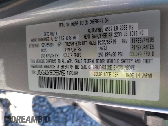 2014 Mazda CX-5 Grand Touring with VIN JM3KE4DY3E0368169, listed as a IAAI auction lot 41857976 with 127,853 mi miles. Bid and sale history available at carsss.com. Image 9.