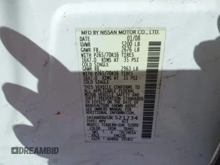 2008 Nissan Xterra S with VIN 5N1AN08U58C521234, listed as a IAAI auction lot 41762347 with 157,728 mi miles and . Bid and sale history available at DreamBid. Image 9.