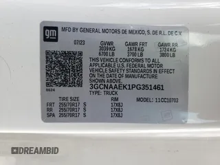 2023 Chevrolet Silverado 1500 Work Truck with VIN 3GCNAAEK1PG351461, listed as a Copart auction lot 55616505 with 149,071 mi miles and Clean Title. Bid and sale history available at DreamBid. Image 12.