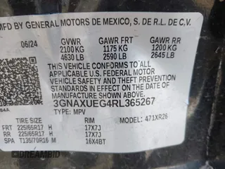 2024 Chevrolet Equinox LT with VIN 3GNAXUEG4RL365267, listed as a IAAI auction lot 42599014 with 22,967 mi miles and . Bid and sale history available at DreamBid. Image 9.