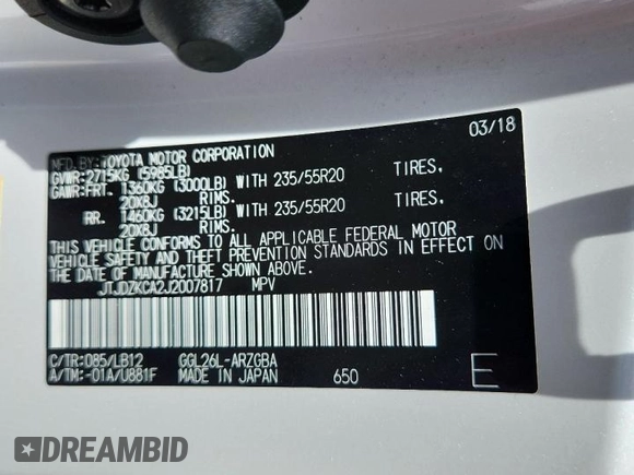 2018 Lexus RX 350L Premium с VIN JTJDZKCA2J2007817, выставлен на аукционе Copart как лот 61069725 с пробегом 74 461 миль миль и Списание • Salvage title. История ставок и продаж доступна на DreamBid. Изображение 14.
