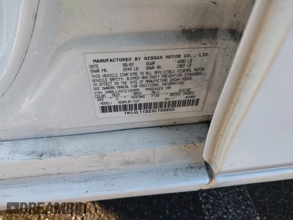 2003 Nissan Altima S z VIN 1N4AL11D23C108955, wystawiony jako IAAI lot #42294398 z przebiegiem 167 880 mil mil oraz . Historia ofert i sprzedaży dostępna na DreamBid. Obrazek 9.