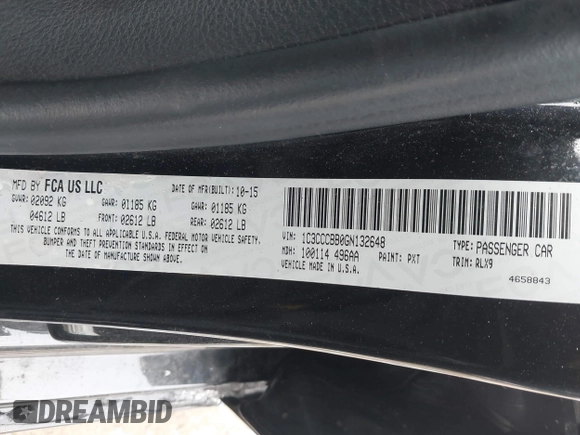 2016 Chrysler 200 S with VIN 1C3CCCBB0GN132648, listed as a IAAI auction lot 41641394 with 118,728 mi miles. Bid and sale history available at carsss.com. Image 9.