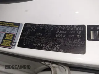 2016 Kia Forte LX with VIN KNAFK4A63G5616512, listed as a IAAI auction lot 41894857 with 44,844 mi miles. Bid and sale history available at carsss.com. Image 9.