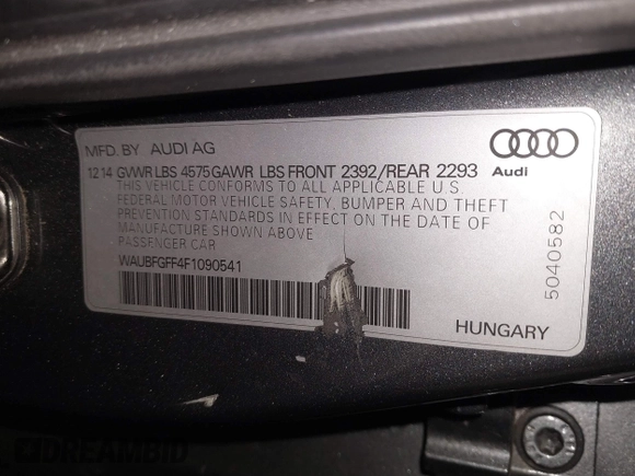 2015 Audi A3 Premium z VIN WAUBFGFF4F1090541, wystawiony jako IAAI lot #41375694 z przebiegiem 99 779 mil mil oraz . Historia ofert i sprzedaży dostępna na DreamBid. Obrazek 9.