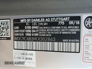 2019 Mercedes-Benz G 550 with VIN WDCYC6BJ9KX302863, listed as a Copart auction lot 71030014 with Not Provided miles and Salvage Title. Bid and sale history available at DreamBid. Image 15.