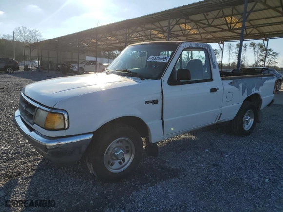 1996 Ford Ranger XL with VIN 1FTCR10U6TUD90403, listed as a Copart auction lot 45525465 with 57,646 mi miles and Salvage Title. Bid and sale history available at carsss.com. Image 1.
