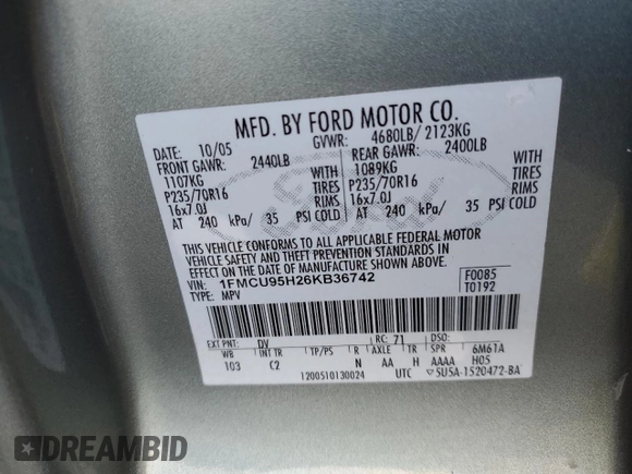 2006 Ford Escape Hybrid with VIN 1FMCU95H26KB36742, listed as a Copart auction lot 82902014 with 139,103 mi miles and Clean title. Bid and sale history available at DreamBid. Image 13.