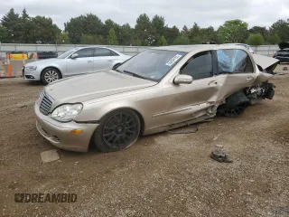 2003 Mercedes-Benz S 430 with VIN WDBNG83J23A377463, listed as a Copart auction lot 55434155 with 123,481 mi miles and Salvage title. Bid and sale history available at DreamBid. Image 1.