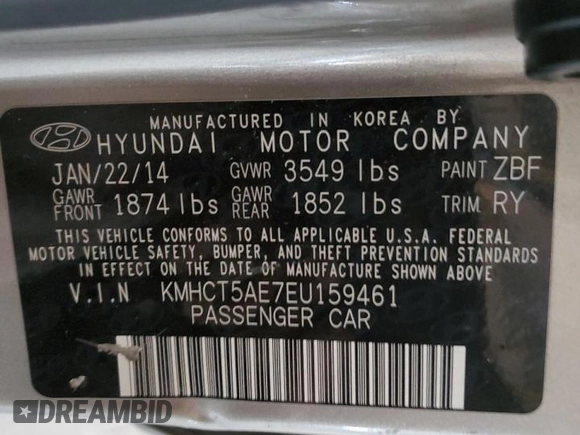 2014 Hyundai Accent GS with VIN KMHCT5AE7EU159461, listed as a Copart auction lot 50651295 with 82,069 mi miles and Salvage Title. Bid and sale history available at carsss.com. Image 14.