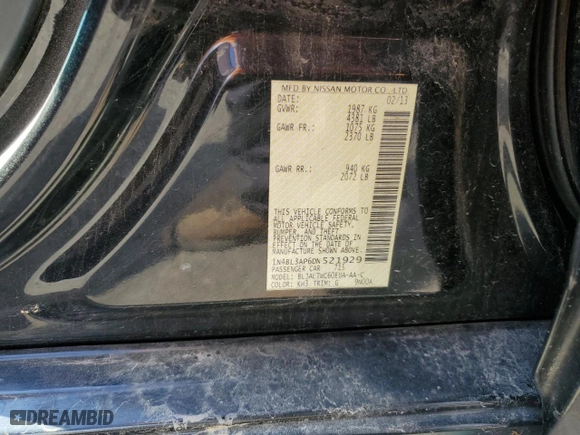 2013 Nissan Altima 3.5 SL with VIN 1N4BL3AP6DN521929, listed as a Copart auction lot 55559294 with 146,263 mi miles and Salvage Title. Bid and sale history available at carsss.com. Image 13.