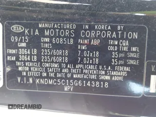 2016 Kia Sedona SX with VIN KNDMC5C15G6143818, listed as a IAAI auction lot 42051284 with 97,666 mi miles and . Bid and sale history available at carsss.com. Image 9.