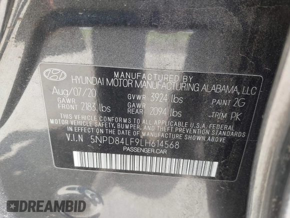 2020 Hyundai Elantra SEL with VIN 5NPD84LF9LH614568, listed as a IAAI auction lot 42203840 with 70,832 mi miles and . Bid and sale history available at DreamBid. Image 9.